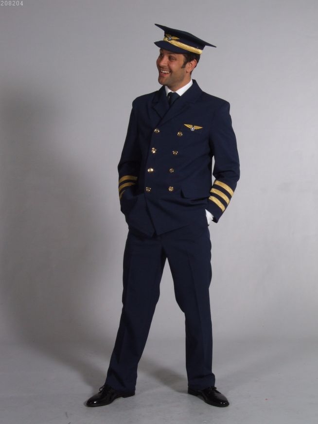 THE Herren Kostüm Pilot Uniform schwarz Karneval Fasching 