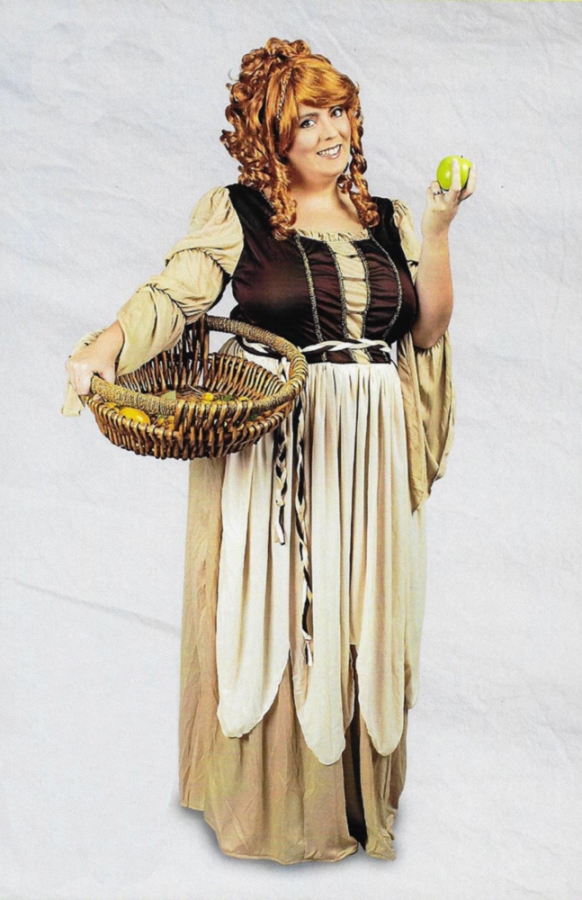 Damen Kostüm Mittelalter Magd Kleid mit Haube zu Karneval Fasching
