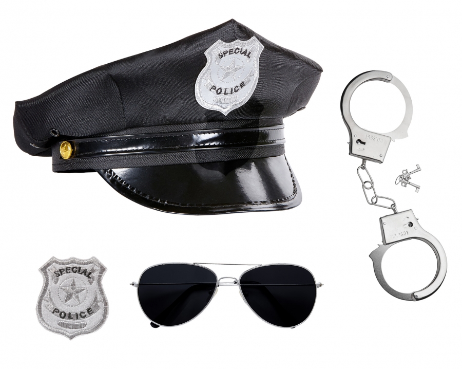 Polizei Spielzeug Handschellen Mütze Uniform Megaphon Set Rollenspiel Fancy 