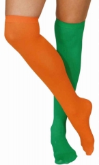 Überkniestrümpfe Strümpfe lange Socken freche Göre orange-grün