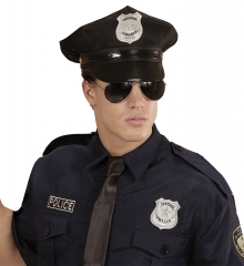 Polizei Set 3 teilig Polizeimütze Pilotenbrille und Polizeiabzeichen