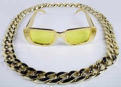 Proll Lude Macho Proleth Hip Hop Rapper Set - Megakette Gold und Brille