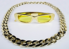 Proll Lude Macho Proleth Hip Hop Rapper Set - Megakette Gold und Brille