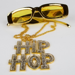 Proll Lude Macho Proleth Hip Hop Rapper Set - HipHop Zeichen Kette und Brille