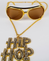 Proll Lude Macho Proleth Hip Hop Rapper Set - HipHop Zeichen Kette und Brille