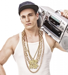 Proll Lude Macho Proleth Hip Hop Rapper Set - HipHop Kette und schwere Goldkette