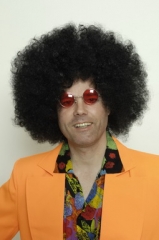 Afro Perücke 70er Jimi Jimmy schwarz mit Nickelbrille im Set