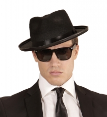 3er Set Mafia Ganoven Out-Fit Gangsterhut , Brille, schwarzer Krawatte