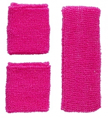 80er Jahre Set 8 teilig Neon pink Tutu-Rock Beinstulpen Handschuhe