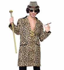 Hustler Rapper Leopardenmantel Leopardenjacke Zigarre und Brille Lude