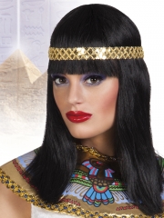 Cleopatra Kleopatra Nofretete Perücke mit goldenem Stirnband