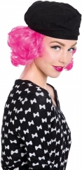 Barett schwarz mit Haar pink Baskenmütze Ernesco