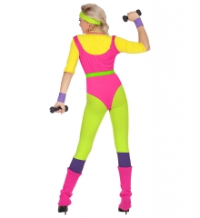 Aerobic Kostüm 80er Jahre Sportdress Mottoparty Neon