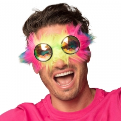 Partybrille Raver Regenbogen Plüschbrille Einhorn