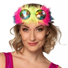 Partybrille Raver Regenbogen Plüschbrille Einhorn