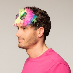 Partybrille Raver Regenbogen Plüschbrille Einhorn