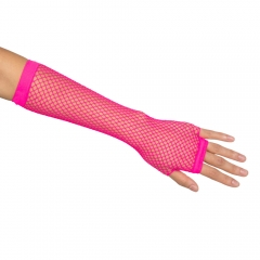 Fingerlose Netzhandschuhe in pink lang neon 80er Jahre Punk
