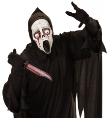 Halloweenmaske aus Latex schreiender Geist mit Kapuze Horrormaske