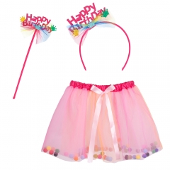 Rosa Tütü Tutu Mädchentraum Geburtstagsverkleidung Happy Birthday 3 Teile