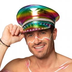 Mütze Rainbow Rockermütze Festival Out-Fit Partymütze Rave