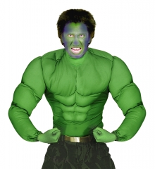 Muskelshirt grün Superheld Muskelprotz Kostüm + Aqua Make up grün
