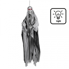 Hängendes Skelett mit LED, Größe 180 cm, inkl. Batterien, leuchtende Augen, Dekoration, Hängedekoration, Aufhänger, Halloween, Karneval, Mottoparty