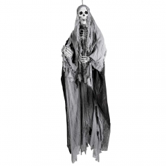 Hängendes Skelett mit LED, Größe 180 cm, inkl. Batterien, leuchtende Augen, Dekoration, Hängedekoration, Aufhänger, Halloween, Karneval, Mottoparty