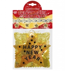 Sylvester Happy New Year Deko Girlande in Gold und Silber