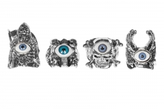 Herren Ringe Rocker Heavy Metal Augenring Punk Totenkopf