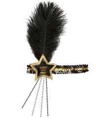 Happy New Year Silvester Haarband Charleston Stirnband mit Feder