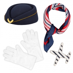 Stewardess Flugbegleiterin Verkleidungs-Set 5 Teilig