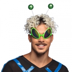 Alien Set Außerirdischer Partybrille und Kopffühler auf Haarreifen