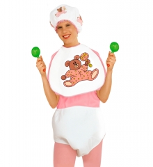 Baby-Set Kostüm mit Haube Latz und Riesen Windel Junggesellenabschied Damen rosa
