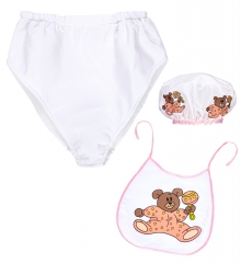 Baby-Set Kostüm mit Haube Latz und Riesen Windel Junggesellenabschied Damen rosa