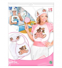 Baby-Set Kostüm mit Haube Latz und Riesen Windel Junggesellenabschied Damen rosa
