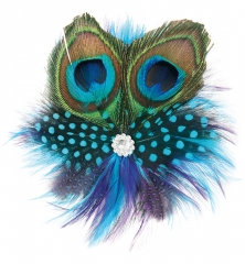 Pfau Haarklammer Federschmuck mit Haarclip Vogel