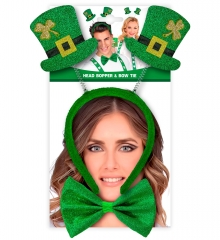 St. Patricks Day Irland Party-Set Haarreif Zylinder und Fliege