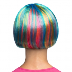 Bunte Perücke Regenbogen Pebbles Einhorn Pastelfarben Bobperücke