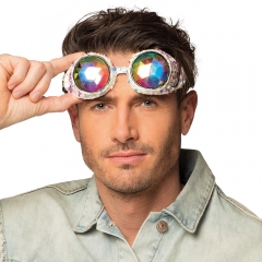 Partybrille Mirage Festival Look Reality silber gold Regenbogen