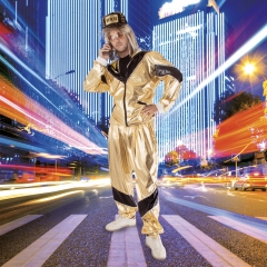Jogginganzug gold Trainingsanzug Proll Rapper Festival 80er 90er Jahre