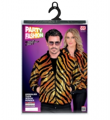 Partyjacke goldene Paillettenjacke Tiger Look Bomberjacke Festival