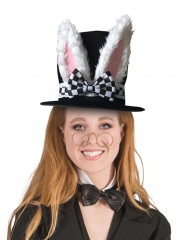 Zylinder schwarz mit Hasenohren Zauberer Wunderland