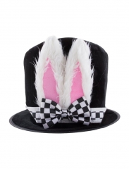 Zylinder schwarz mit Hasenohren Zauberer Wunderland