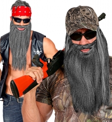 Langer Bart Vollbart grau Rocker Zwerg Weihnachtsmann Zauberer