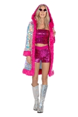 Paillettenjacke Glittermantel großer Auftritt Festival siberne Jacke