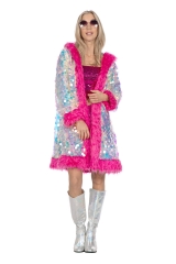 Paillettenjacke Glittermantel großer Auftritt Festival siberne Jacke
