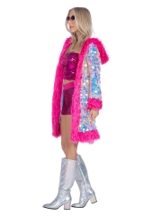 Paillettenjacke Glittermantel großer Auftritt Festival siberne Jacke