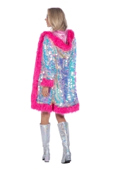 Paillettenjacke Glittermantel großer Auftritt Festival siberne Jacke