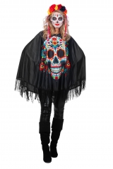 Poncho Umhang Tag des Todes Día de los Muertos Mexiko