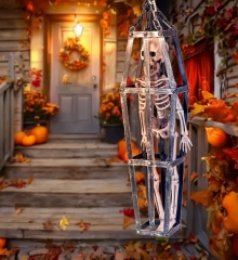 Skelett im Käfig Halloween Halloweendekoration Knochengerüst